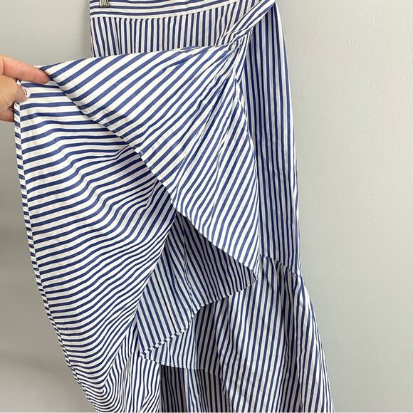 Mark D Sikes MDS | Women’s Ruffle High-Low Maxi Skirt Size 4 Blue & White Stripe - Picture 3 of 11